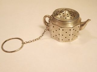 Antique Sterling Silver Tea Strainer Tea Pot Ak689 photo