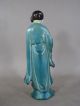 Two Antique Chinese Ceramic Statues,  Sancai Glaze Sage,  Blue Glaze Lady Men, Women & Children photo 8