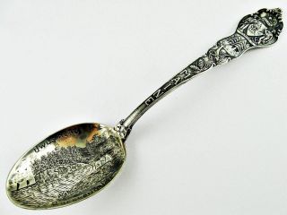 Antique Owl ' S Head,  Rockland,  Maine Sterling Silver Souvenir Spoon photo