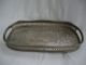 A Vintage Silver Plated On Copper Serving Tray With Raised Gallery Four Bun Feet Platters & Trays photo 1