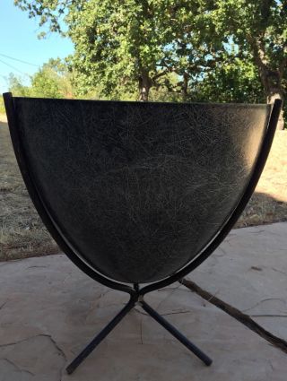 Vtg 50s Kimball Fiberglass Bullet Planter Retro Atomic Mid Century Modern Tripod photo