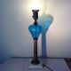 Vintage Fenton Blue Coin Dot Brass Column Lamp Marble Base Lamps photo 1