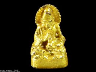 Extremely Rare 24k Gold Leaf Holy Burmese Buddha Amulet Statue photo