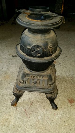 Vintage Salesman Sample Spark Mini Pot Belly Stove Grey Iron Casting Co Usa Made photo