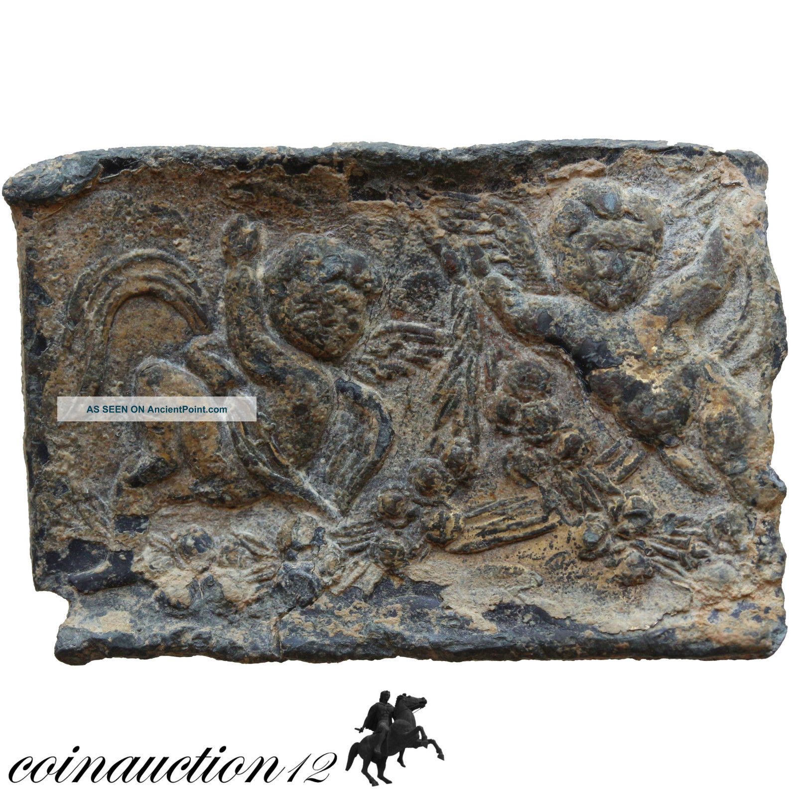 Scarce Silver Gold Plated Greek Plaque Erotas & Erotas Pegasus 750 - 500 Bc Roman photo