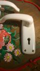 Vintage 1950 ' S Bakelite Door Handles Lp Long Plate Levers 1 Pair White/cream Key Door Knobs & Handles photo 6