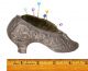 Pin Cushion Shoe Metal High Heel Velvet Repousse Victorian Antique 1800 Pin Cushions photo 1