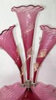 Gorgeous 4 Piece Antique Cranberry & Gold Fleck Leaves Victorian Glass Epergne Other Antique Glass photo 3