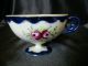 Antique Footed Tea Cup Cobalt Blue Roses Gold Cups & Saucers photo 2