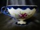 Antique Footed Tea Cup Cobalt Blue Roses Gold Cups & Saucers photo 3