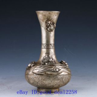 Chinese Silver Copper Five Toad Sculpture Vase W Qianlong Mark photo