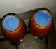 Chinese Brass Cloisonne Vases Pair Early 20c Coral Red Fish Scale 8 
