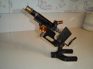Antique Spencer Buffalo Brass Cast Iron Microscope Bausch Lomb Lens photo