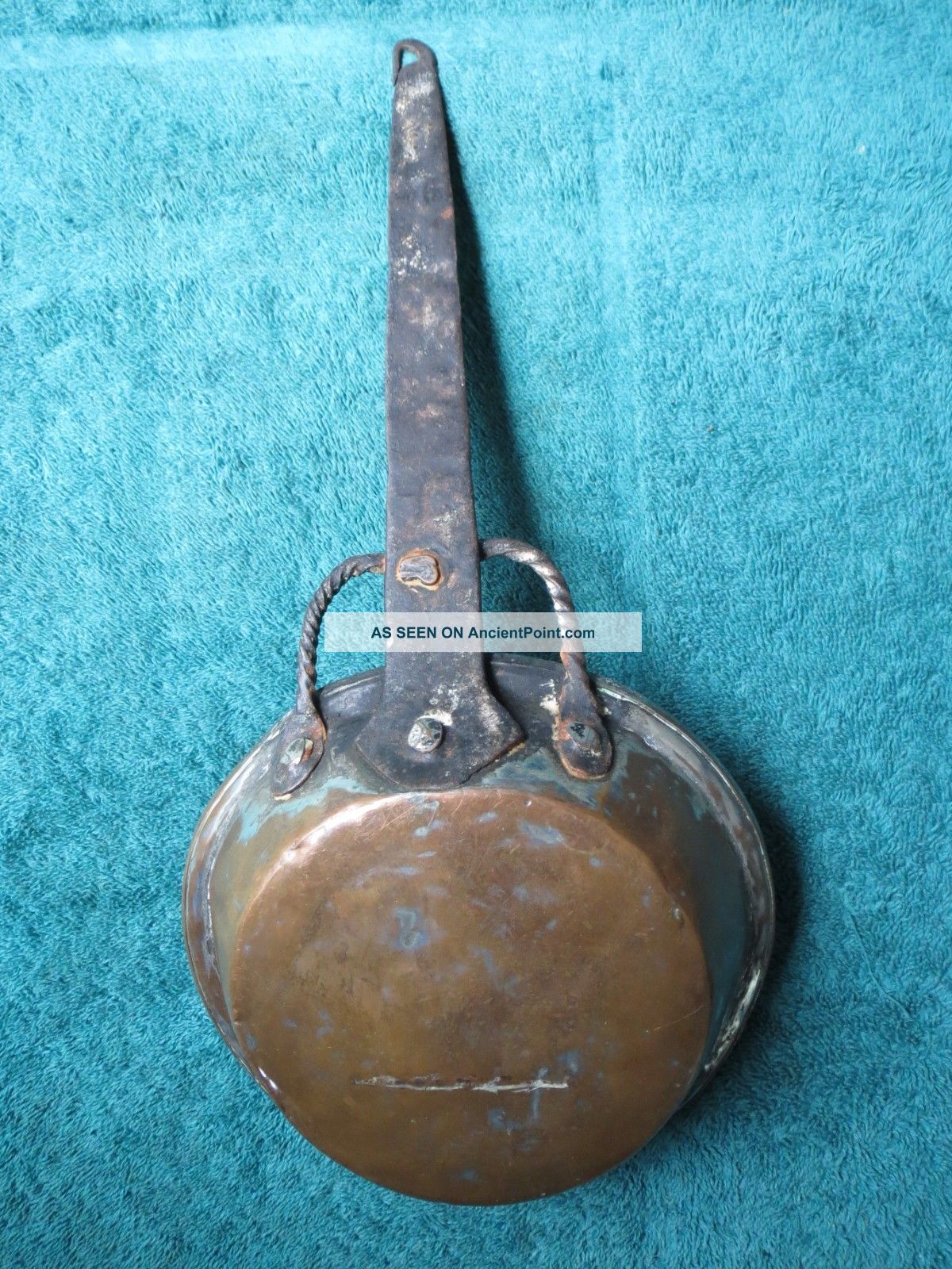 1800s Primitive Copper Pan Pot Skillet Hammered Handmade Forged Frying Pan Primitives photo
