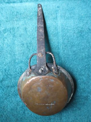 1800s Primitive Copper Pan Pot Skillet Hammered Handmade Forged Frying Pan photo