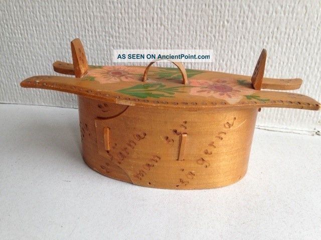 Miniature - Antique Swedish Handpainted Tina Box From Early 1900 ' S Primitives photo