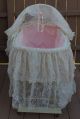 Vintage 40s Hawkeye Baskenette Baby White Bassinet Lace Overlay Local Pick Up Pa Baby Cradles photo 1
