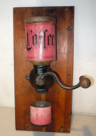 Antique Cast Iron Wall Mount Coffee Grinder Mill Tin Container And Catch Cup photo