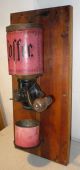 Antique Cast Iron Wall Mount Coffee Grinder Mill Tin Container And Catch Cup Other Antique Home & Hearth photo 1