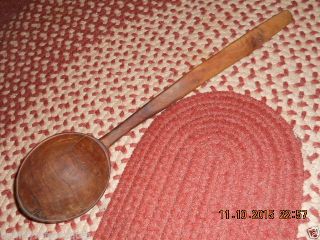 18th Century Lg Walnut Wooden Ladle All Hand Carved Out W Lg Shaped Bowl photo