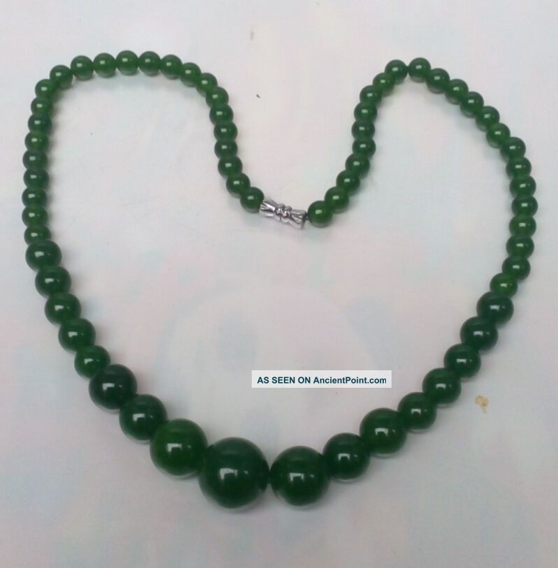 Fashion Natural Green Jade Beads Jewelry Necklace 17 