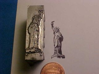 Statue Of Liberty Manhatten Ny 1886 Ellis Island Old Letterpress Printers Block photo