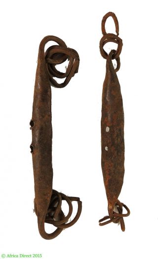 2 Yoruba Rattles Iron Nigeria Musical Instrument African Art Was $35 photo