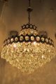 Antique Vnt French Huge Basket Style Crystal Chandelier Lamp 1940 ' S 20in Diametr Chandeliers, Fixtures, Sconces photo 1
