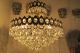 Antique Vnt French Huge Basket Style Crystal Chandelier Lamp 1940 ' S 20in Diametr Chandeliers, Fixtures, Sconces photo 2