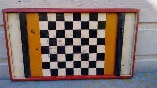 Antique Signed 100 Year Old Painted Game Board In Bittersweet,  Black / Razberry photo