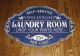 Metal Laundry Room Sign Distressed Navy Blue Drop Your Pants Here Open 24 Hours Primitives photo 1