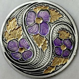 Hand Painted Picture Button On Stamped Brass Antique&vintage Style 1 1/4 