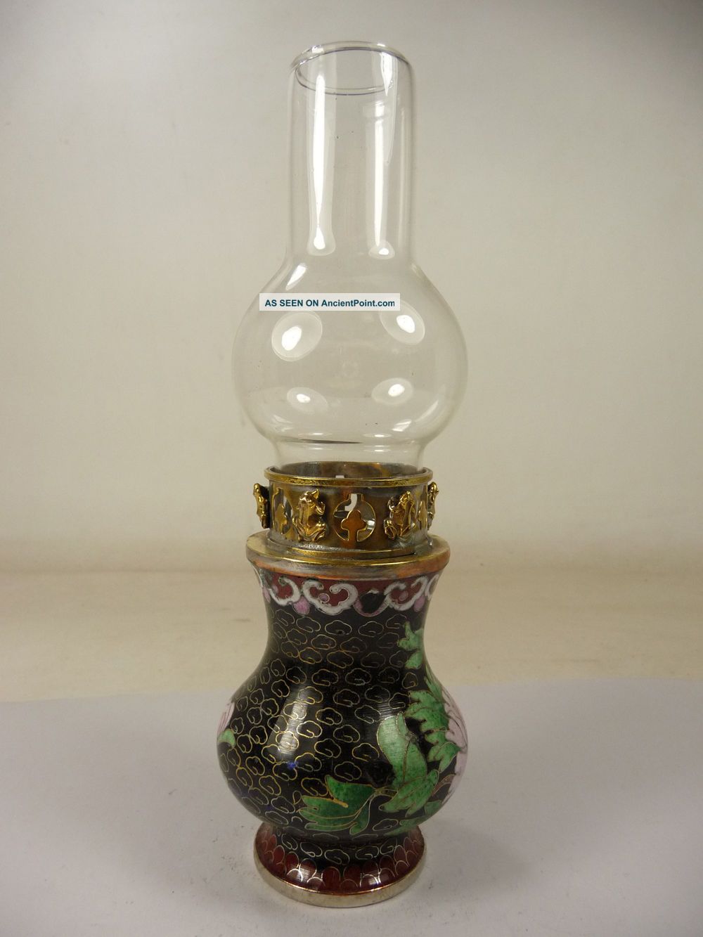 Collectible Old China Handwork Noble Cloisonné Oil Lamp Inlay Flowers Ot52d15 Cloisonne photo