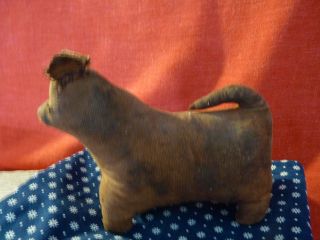 Norma Schneeman Folk Art - Signed - Primitive Small Dog - Cloth photo