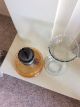 Vintage Glass Oil Lamp With Clear Glass Chimney And Amber Glass Base 20th Century photo 5