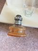 Vintage Glass Oil Lamp With Clear Glass Chimney And Amber Glass Base 20th Century photo 8
