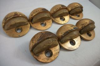 Vintage Solid Brass Door Stops Vintage Oval Bumbers Antique Art Deco Hardware photo