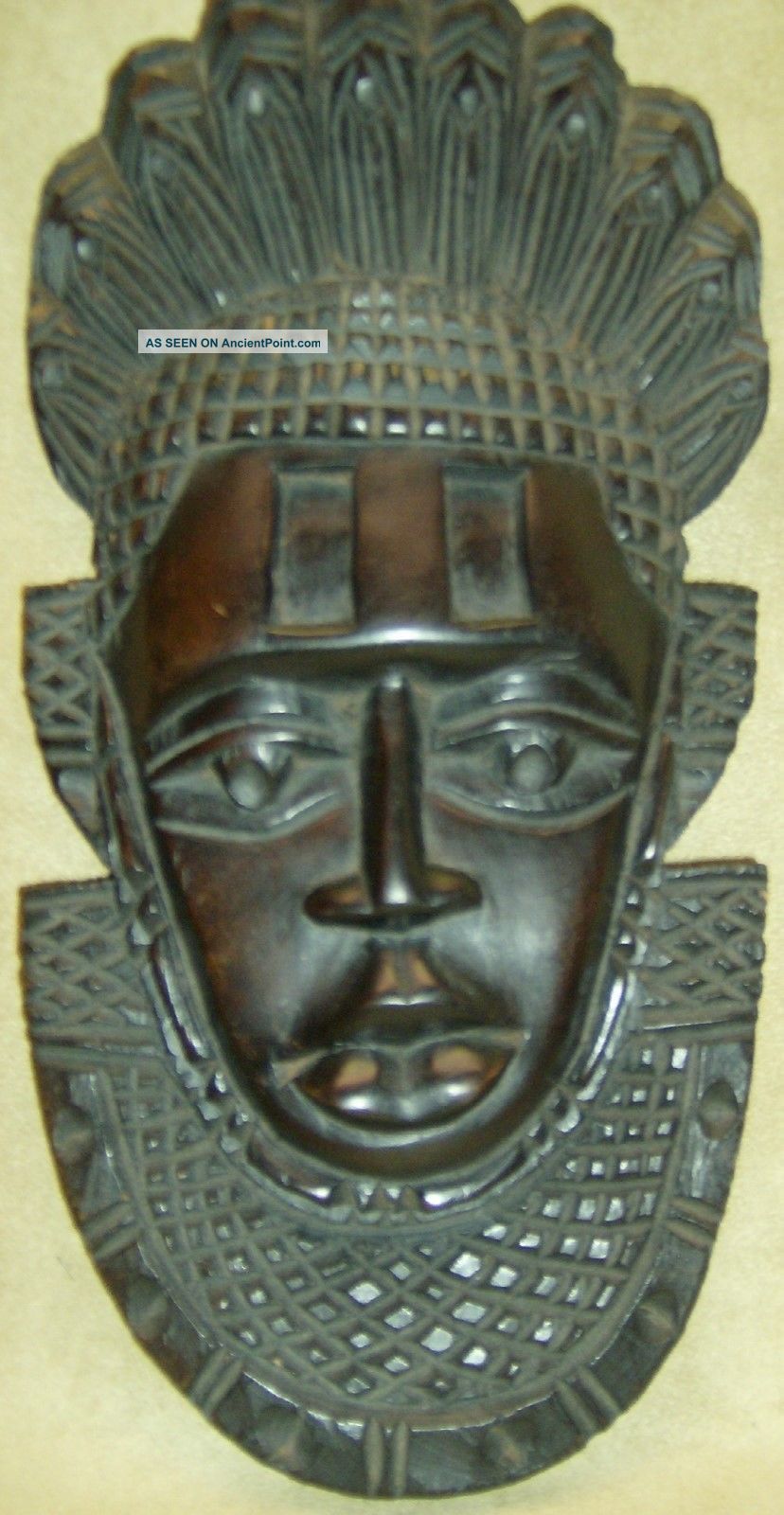 African Wood Mask Wall Hanging Nigeria Bini Benin Idia African Art Collectibles Masks photo