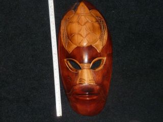Vintage African Folk Art Mask Hand Carved photo