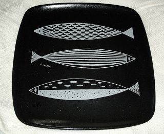 Glidden Pottery Fred Press Fish Design Tray Dish,  Mid - Century Modern 1950 ' S photo