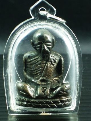 Bronze Phra Lp Tim,  Wat Lahanrai Thai Buddha Amulet photo