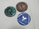 Antique Celluloid Wafer Buttons - Three Unique - Green,  Blue,  Cocoa Brown Buttons photo 1