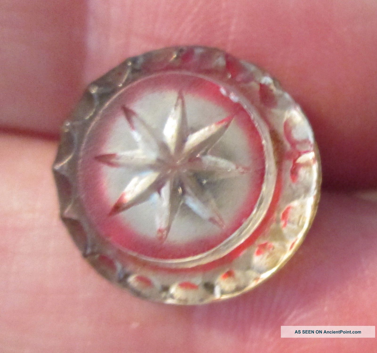 Antique Glass Kaleidoscope Button,  Star - Like Design Buttons photo