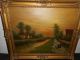 Very Old Oil Painting,  { Landscape With A River,  Boats,  And People,  Is Signed }. Other Antique Decorative Arts photo 2