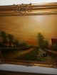 Very Old Oil Painting,  { Landscape With A River,  Boats,  And People,  Is Signed }. Other Antique Decorative Arts photo 4