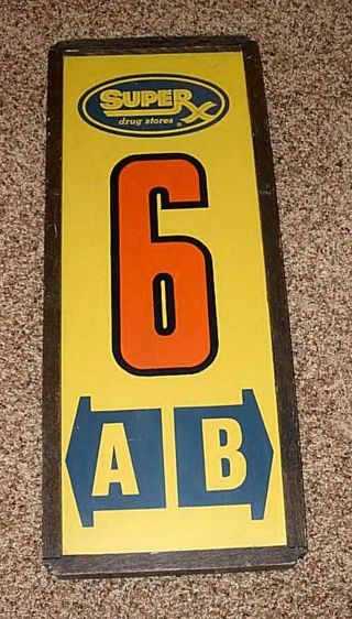 1950 ' S Superx Drug Stores Aisle Sign - Aisle 6 - Heavy Sign In Wooden Frame photo