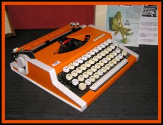 Vtg Rare Special Orange Unis Tbm De Luxe Typewriter (olympia Tw) - photo