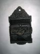 Vintage Match Safe Holder Cast Iron Wall Hanging 2 Compartment Winged Angel Hearth Ware photo 1
