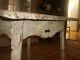Antique Primitive Table With Chippy Whie Paint/ Ornate Skirt 1900-1950 photo 9