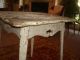 Antique Primitive Table With Chippy Whie Paint/ Ornate Skirt 1900-1950 photo 2